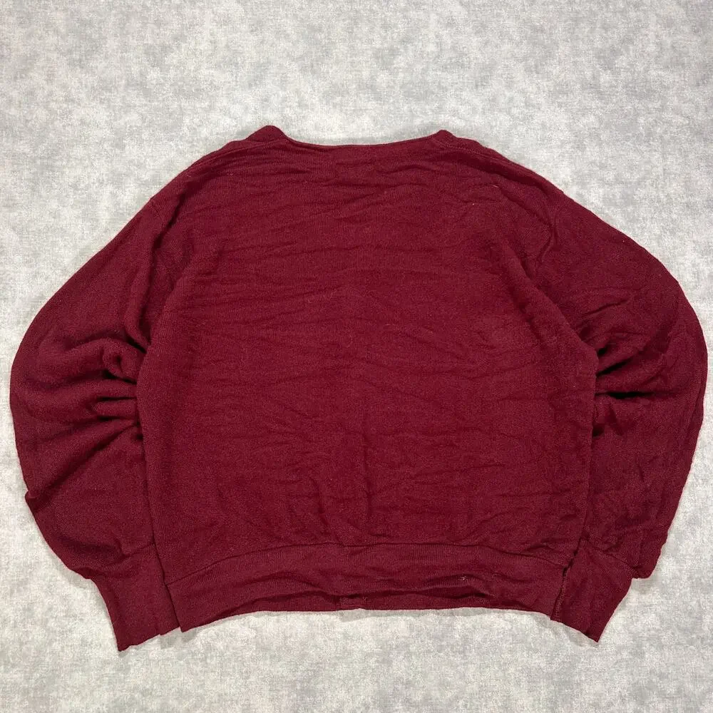 Vintage 1980s IZOD Lacoste Cardigan Sweater Burgundy 100% Orlon Acrylic USA Made